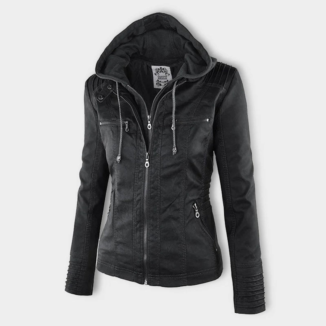 GIULIA™ | Giacca in pelle alla moda con cappuccio