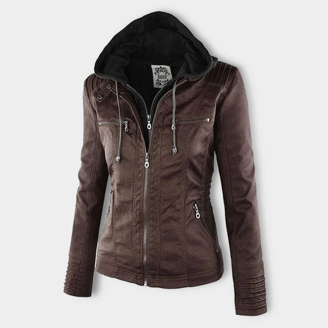 GIULIA™ | Giacca in pelle alla moda con cappuccio