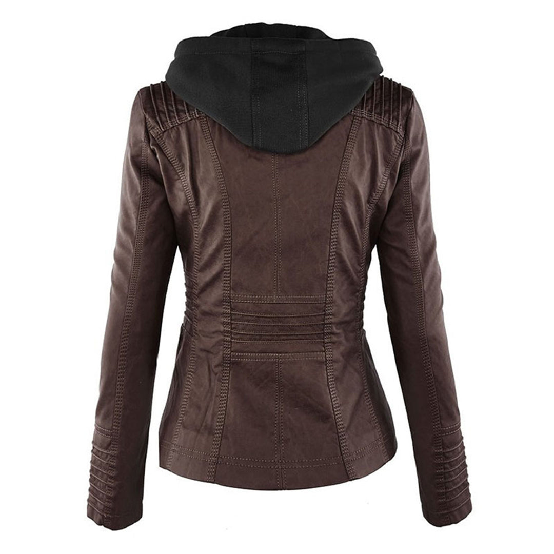 GIULIA™ | Giacca in pelle alla moda con cappuccio