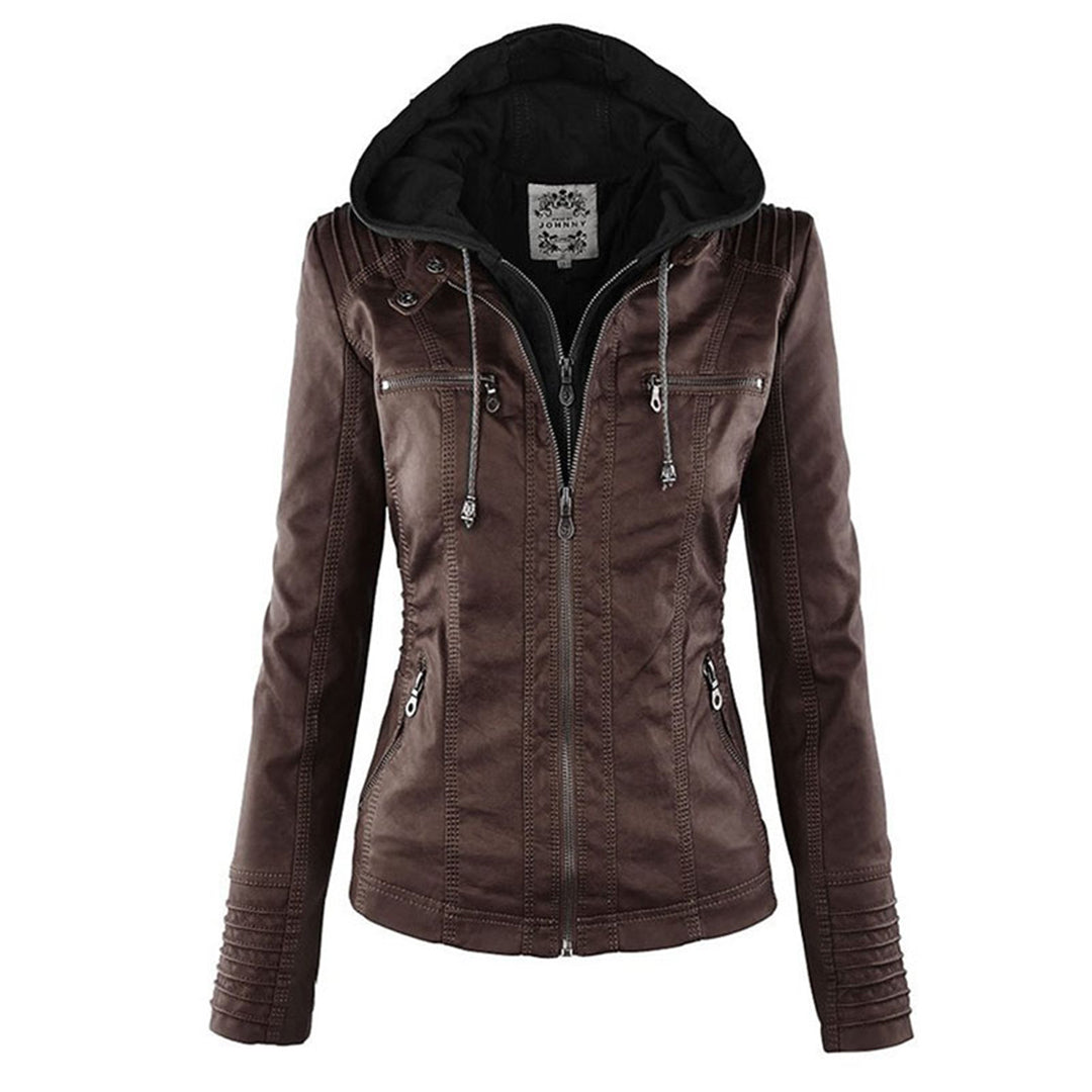 GIULIA™ | Giacca in pelle alla moda con cappuccio