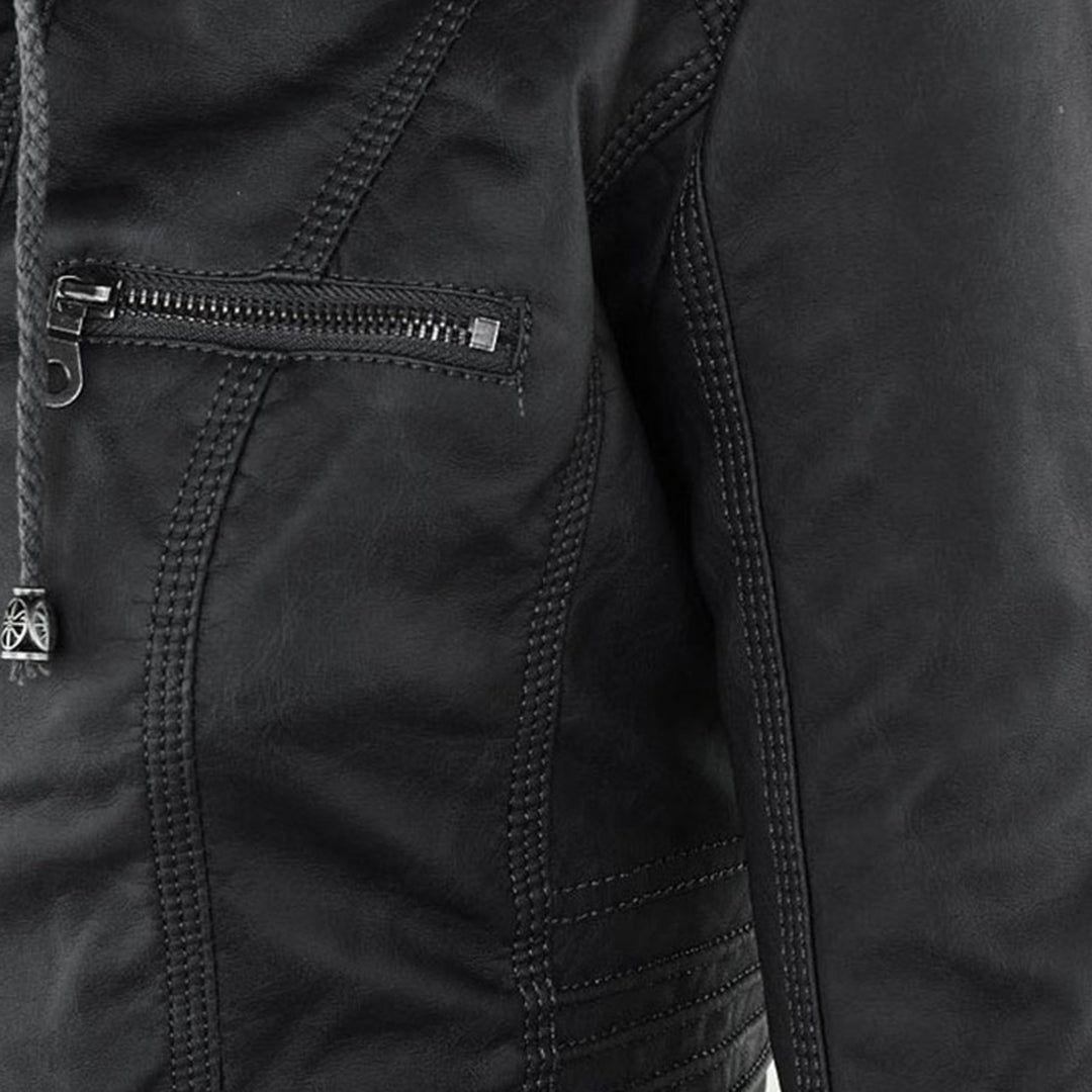 GIULIA™ | Giacca in pelle alla moda con cappuccio