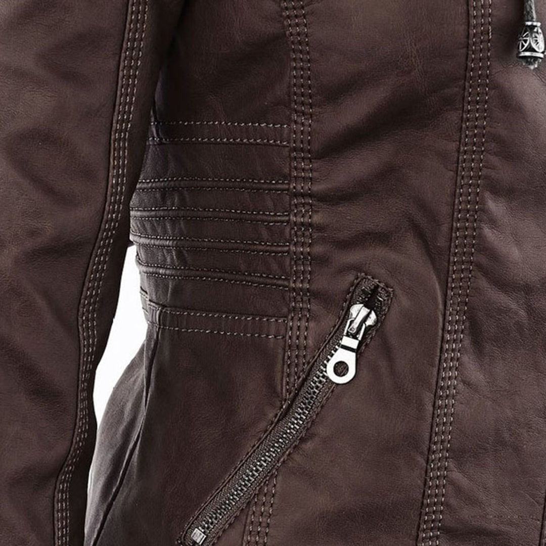 GIULIA™ | Giacca in pelle alla moda con cappuccio