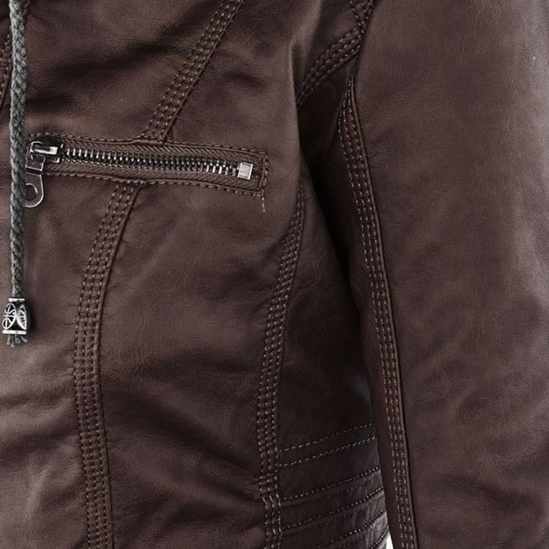 GIULIA™ | Giacca in pelle alla moda con cappuccio