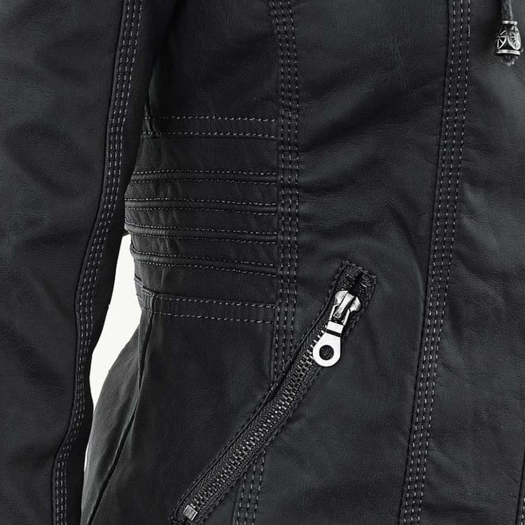 GIULIA™ | Giacca in pelle alla moda con cappuccio