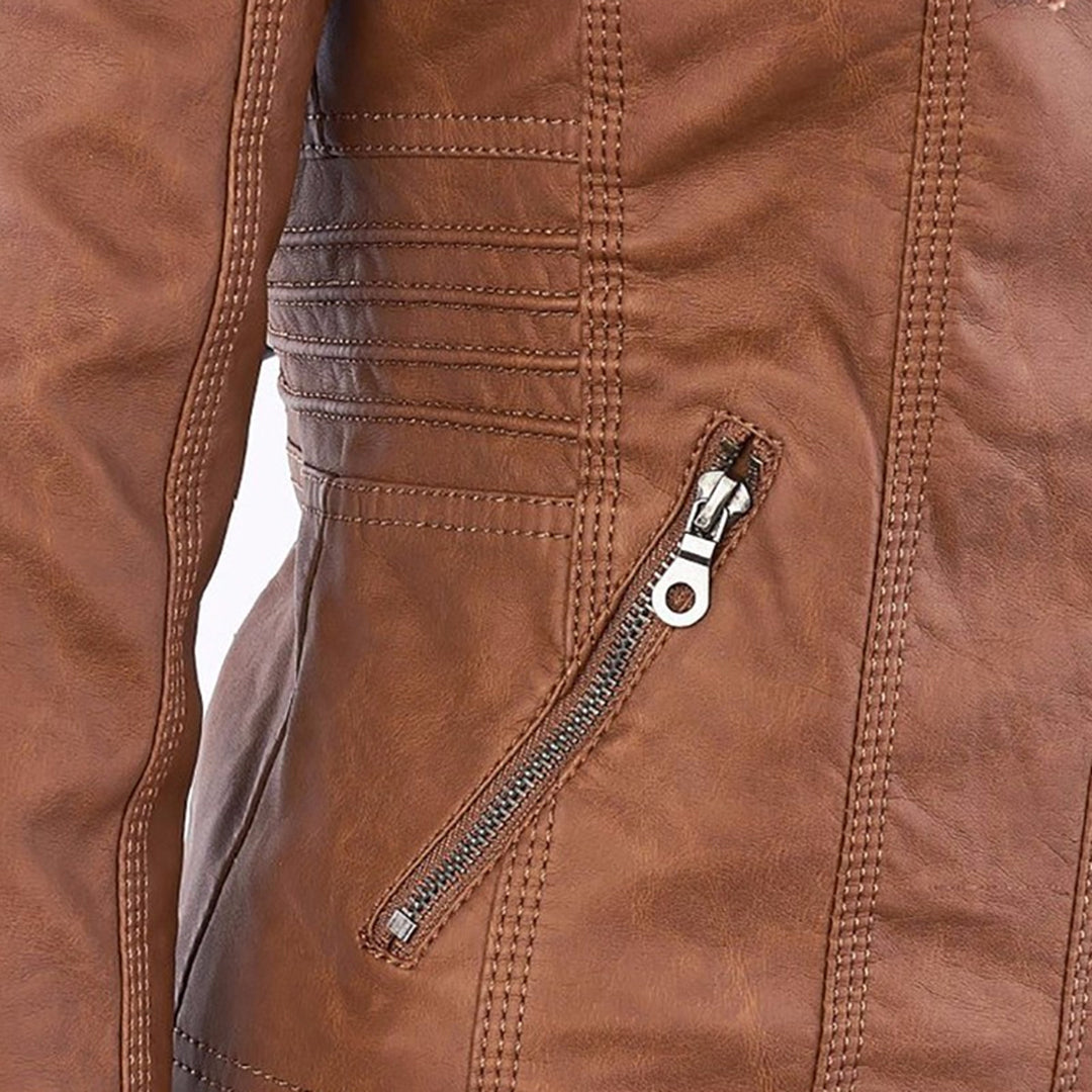 GIULIA™ | Giacca in pelle alla moda con cappuccio