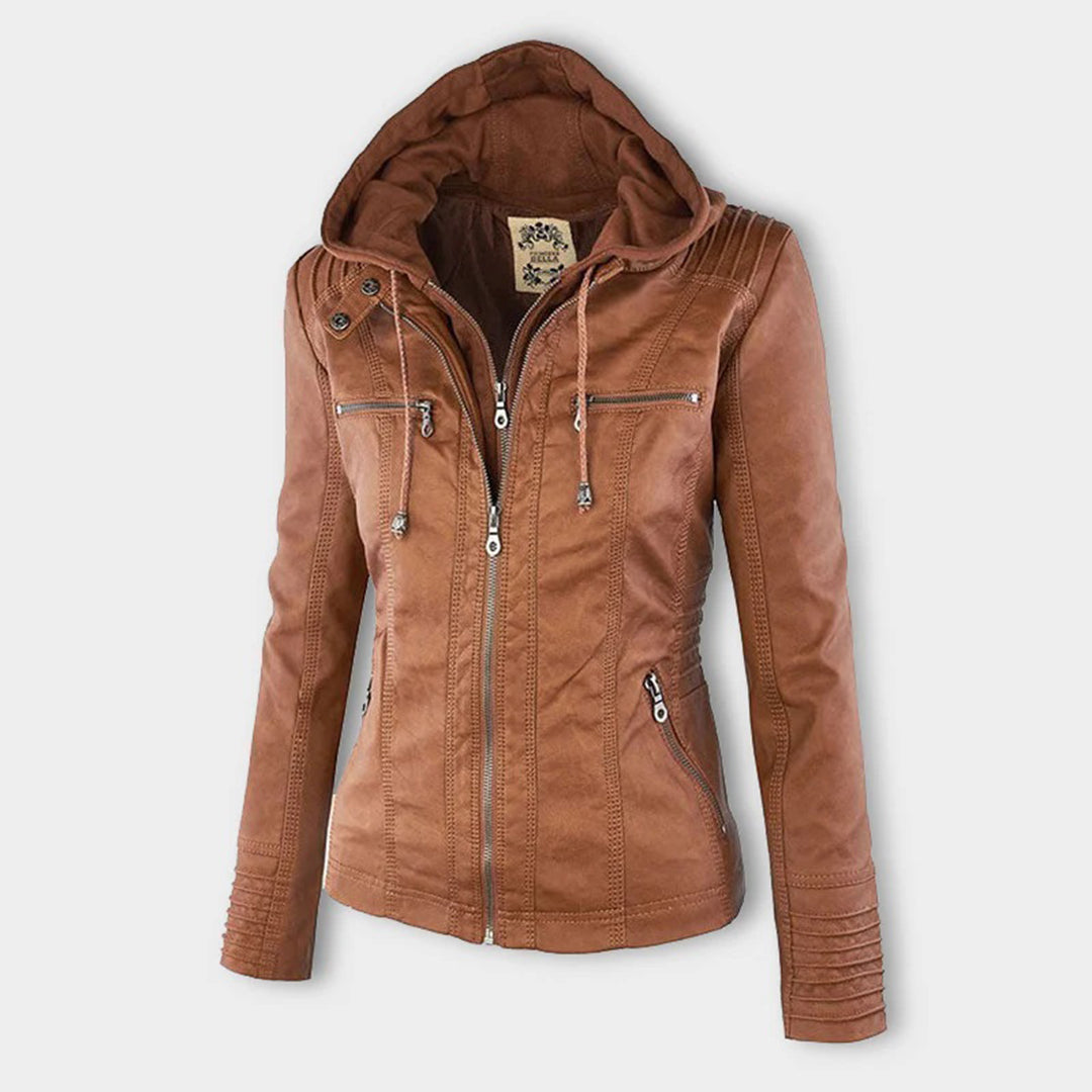 GIULIA™ | Giacca in pelle alla moda con cappuccio