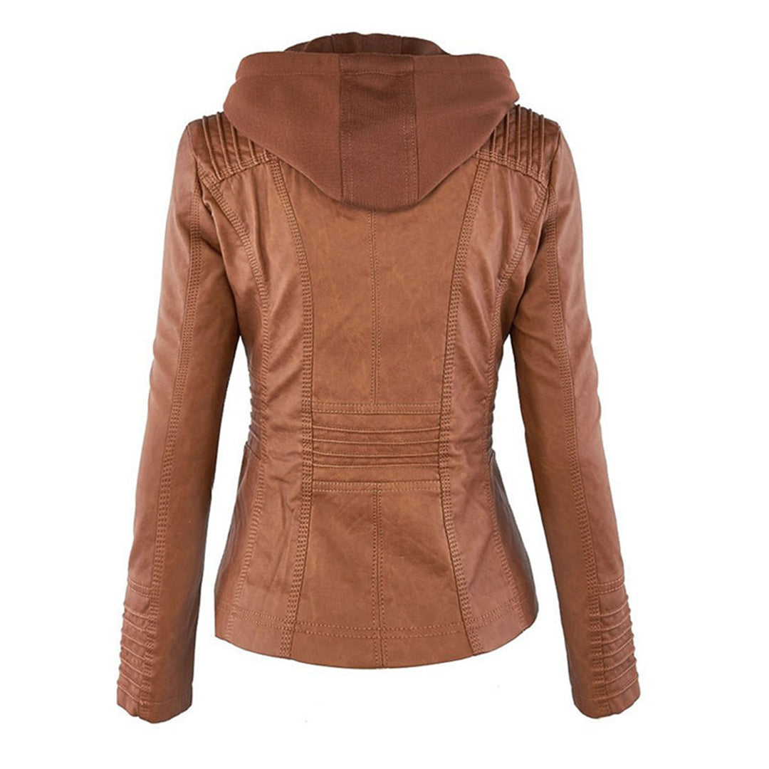 GIULIA™ | Giacca in pelle alla moda con cappuccio