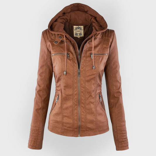 GIULIA™ | Giacca in pelle alla moda con cappuccio